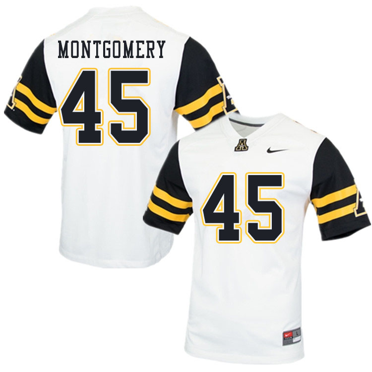 Men #45 Gabe Montgomery Appalachian State Mountaineers College Football Jerseys Sale-White - Click Image to Close
